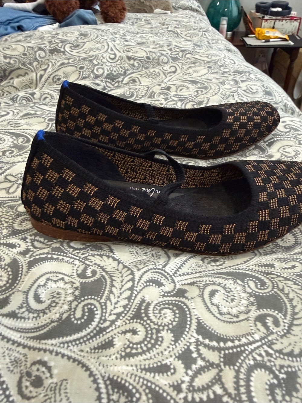 Rothy's size 7.5 Woven Check Ballet Flats in Black and Brown - nw/out tags - Picture 5 of 7